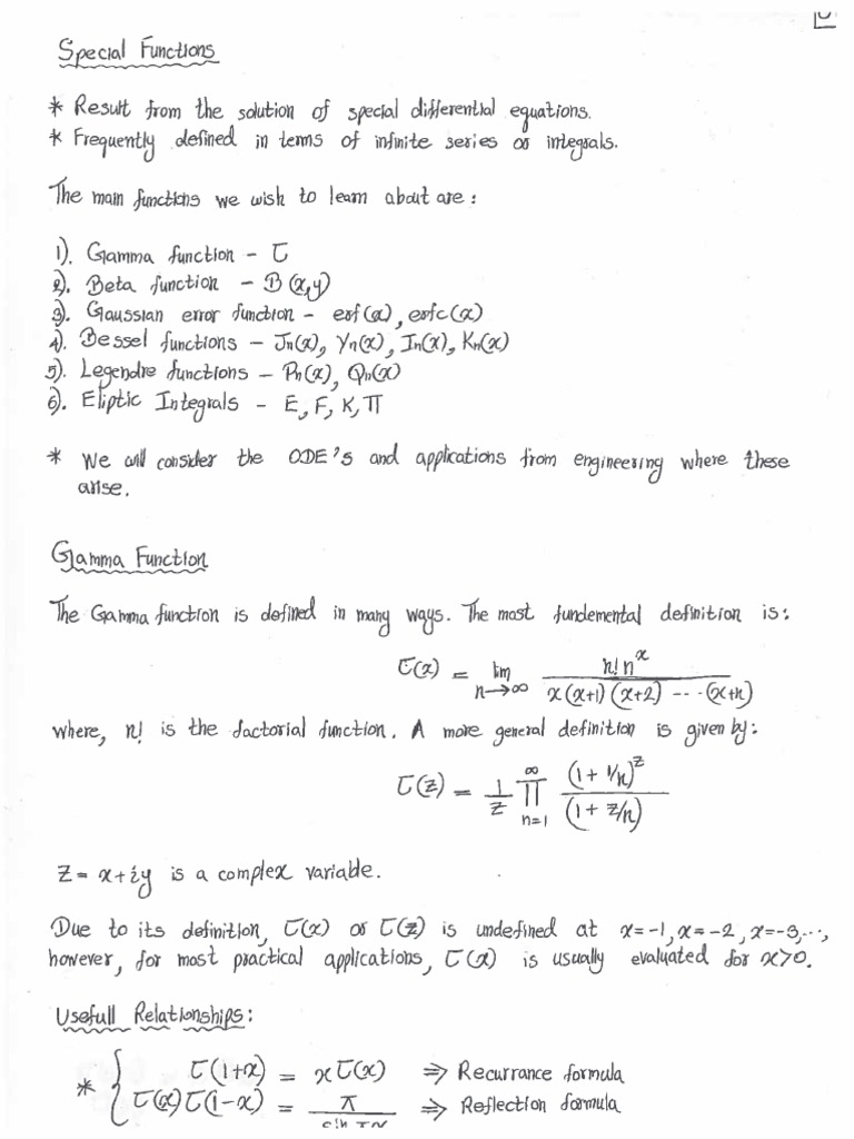 Chapter 2 - Class Notes I - Special Functions PDF | PDF