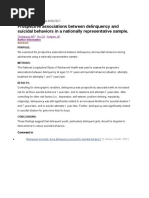 Prospective Associations Between Delinquency and Suicidal Behaviors in A Nationally Representative Sample