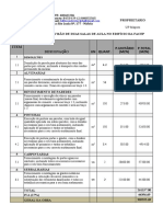 Orçamento para divisão de salas de aula