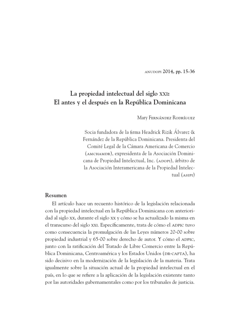 Evolución de la Propiedad Intelectual en RD | PDF | Derechos de autor ...