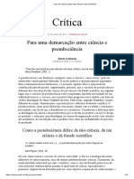 Para Uma Demarcação Entre Ciência e Pseudociência