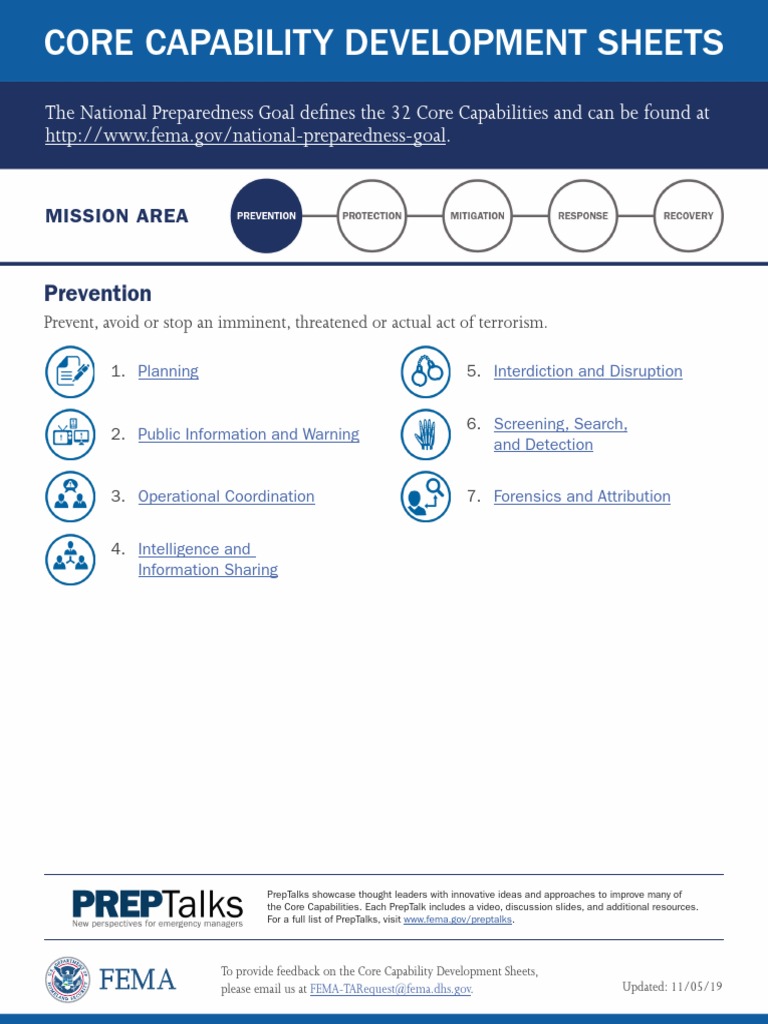 Prevention The National Preparedness Goal Defines The 32 Core