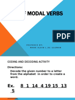 Uses of Modal Verbs: Prepared By: Mark Alvin L.De Guzman