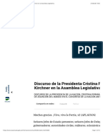 Discurso de la Presidenta Cristina Fernández de Kirchner en la Asamblea Legislativa