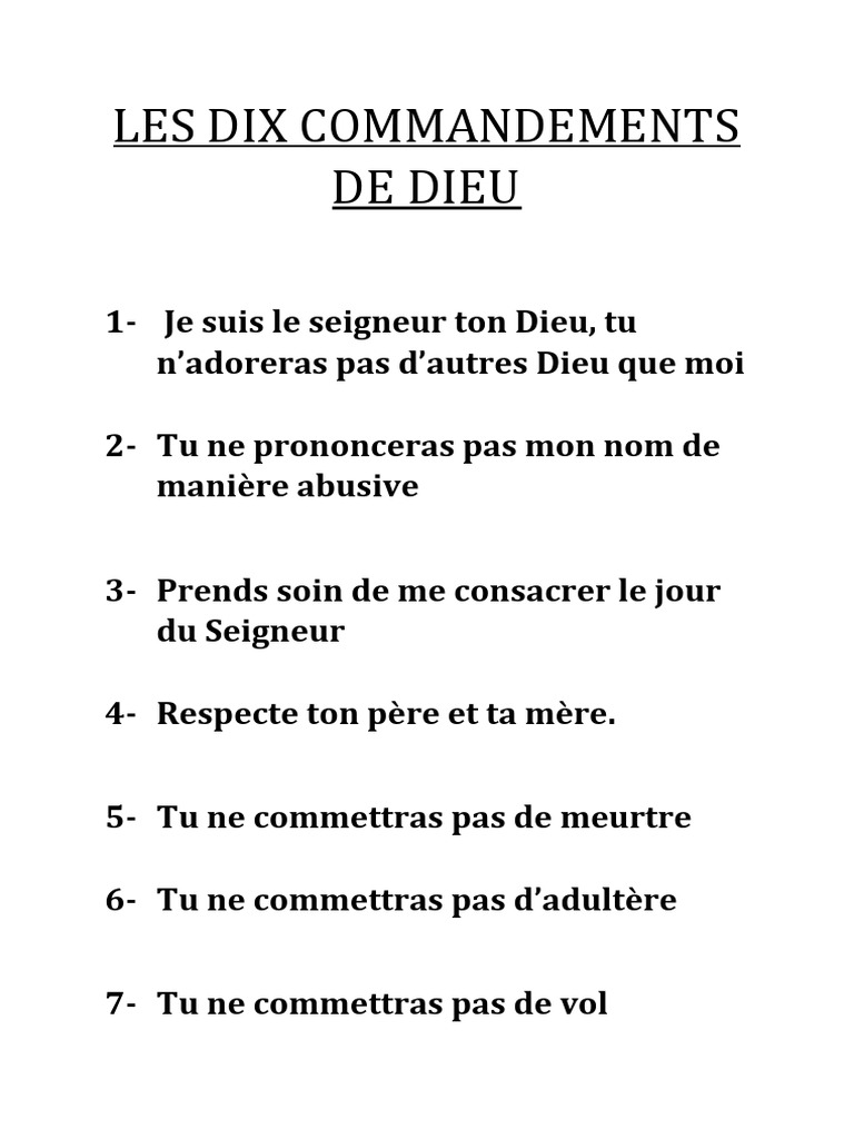 Les Dix Commandements de Dieu PDF PDF