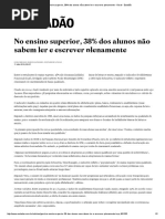 No ensino superior, 38% dos alunos não sabem ler e escrever plenamente - Geral - Estadão