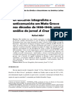 Artigo Discurso Integralista e Jornal A Cruz - Mato Grosso PDF