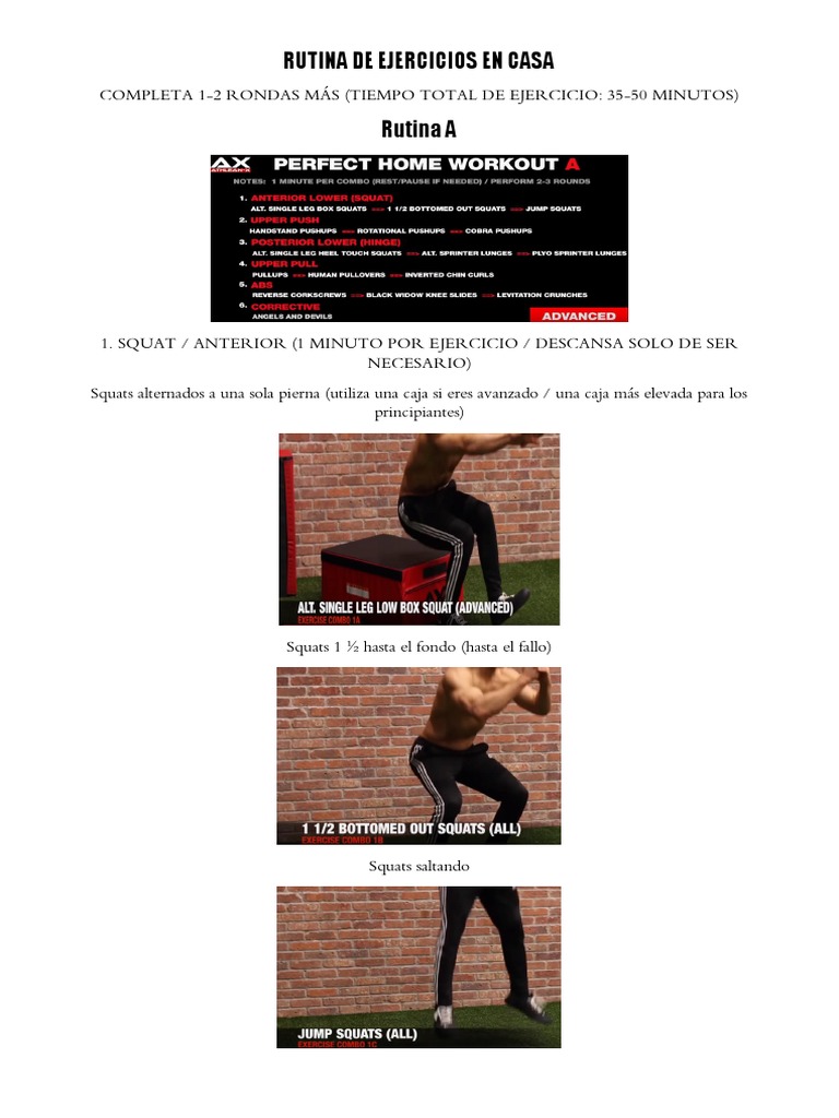 Rutina de Ejercicios en Casa PDF | PDF | Deportes | Levantamiento de pesas