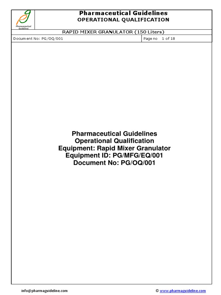 Pharmaceutical Guidelines Operational Qualification Equipment: Rapid ...