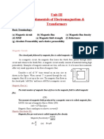 Unit-III Fundamentals of Electromagnatism & Transformers: Magnetic Circuit