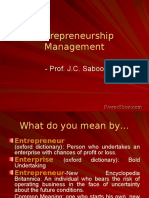 Entrepreneurship Management: - Prof. J.C. Saboo