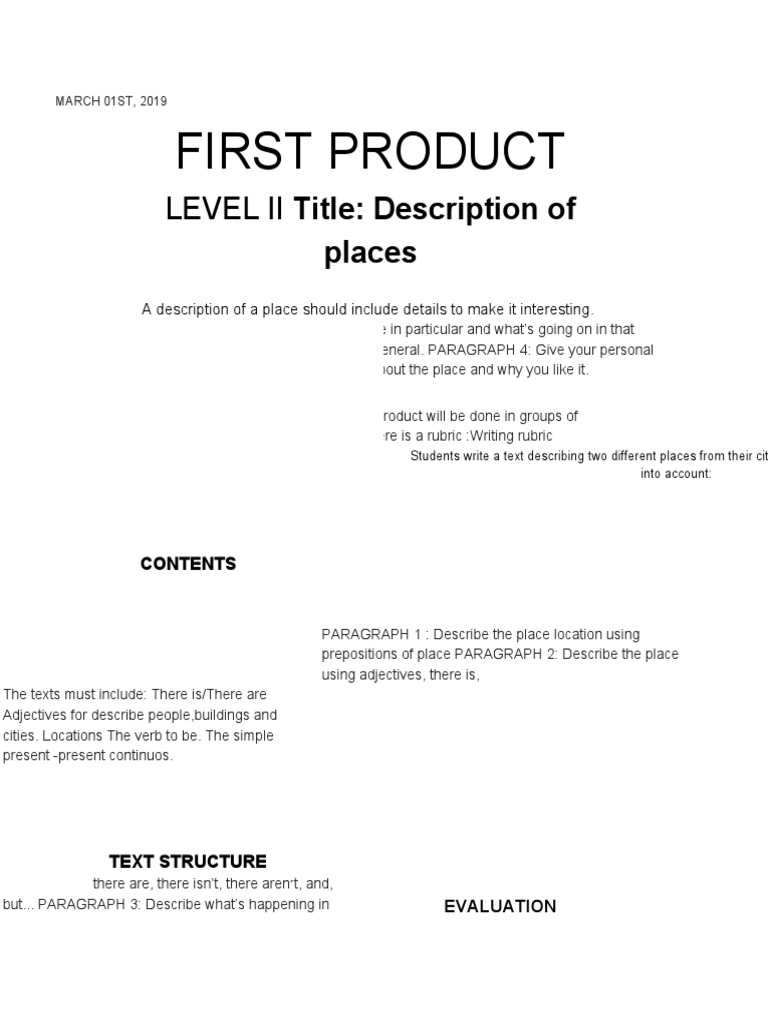 First Product: Level Ii Title: Description of | PDF