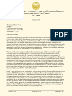 Commissioner Fried Letter to USDA on Chinese Citrus Imports