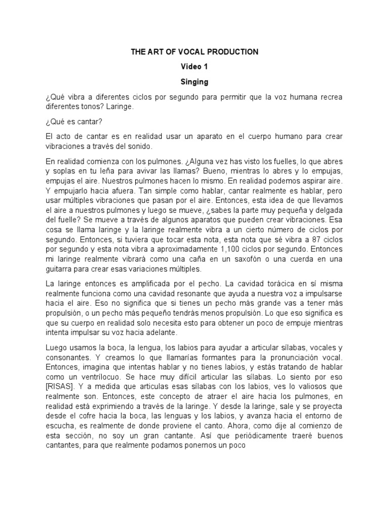Producción Vocal y Tipos de Voz | PDF | Sonido | Vocal