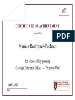 Mariela Rodriguez-Pacheco: Certificate of Achievement