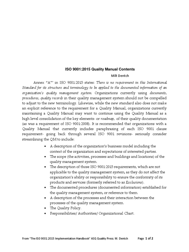 ISO 9001:2015 Quality Manual Guide | PDF | Iso 9000 | Quality Management