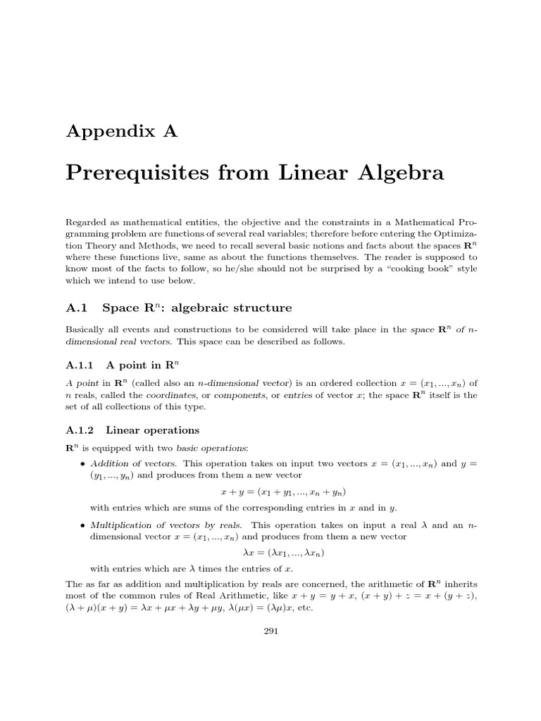 Appendix A LinearAlgebra PDF | PDF | Linear Subspace | Basis (Linear ...