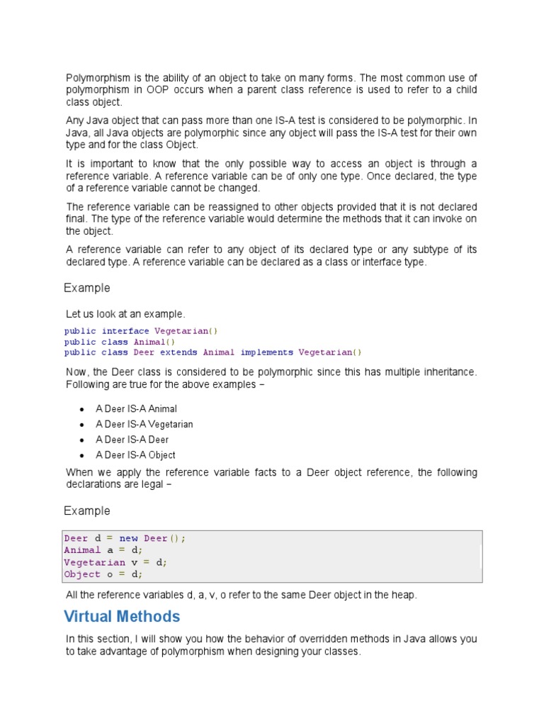 Java Polymorphism Explained | PDF | Class (Computer Programming ...