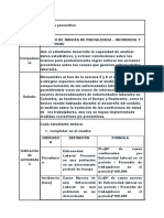 Cálculo de índices de prevalencia, incidencia y ausentismo en enfermedades laborales