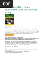 2.1 The Benefits of Parent Involvement: What Research Has To Say