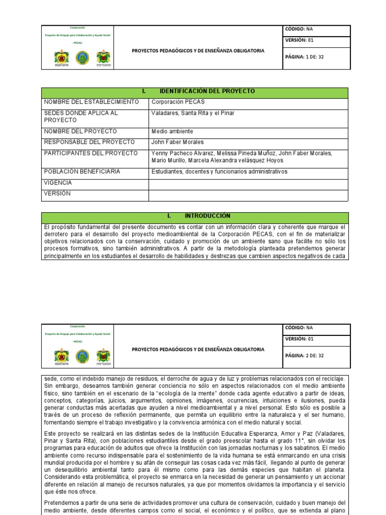 Proyecto de Medio Ambiente | PDF | Residuos | Plan de estudios