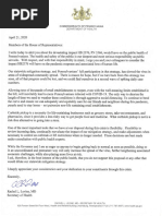 Health secretary's letter to Pa. House members