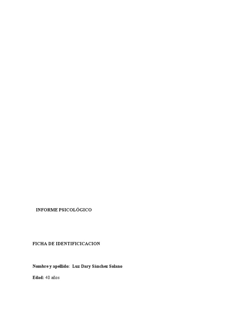 Informe psicológico de Luz Dary Sánchez | PDF | Las emociones | Sicología