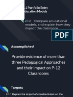 1.1 Portfolio Entry Education Models: 2.1.2. Compare Educational Models, and Explain How They Impact The Classroom