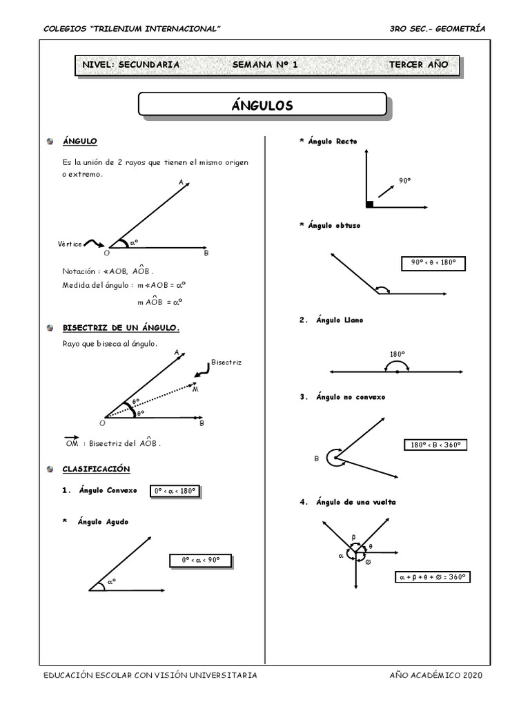 Geometría: Clasificación de Ángulos | PDF | Geometría Elemental | Geometría