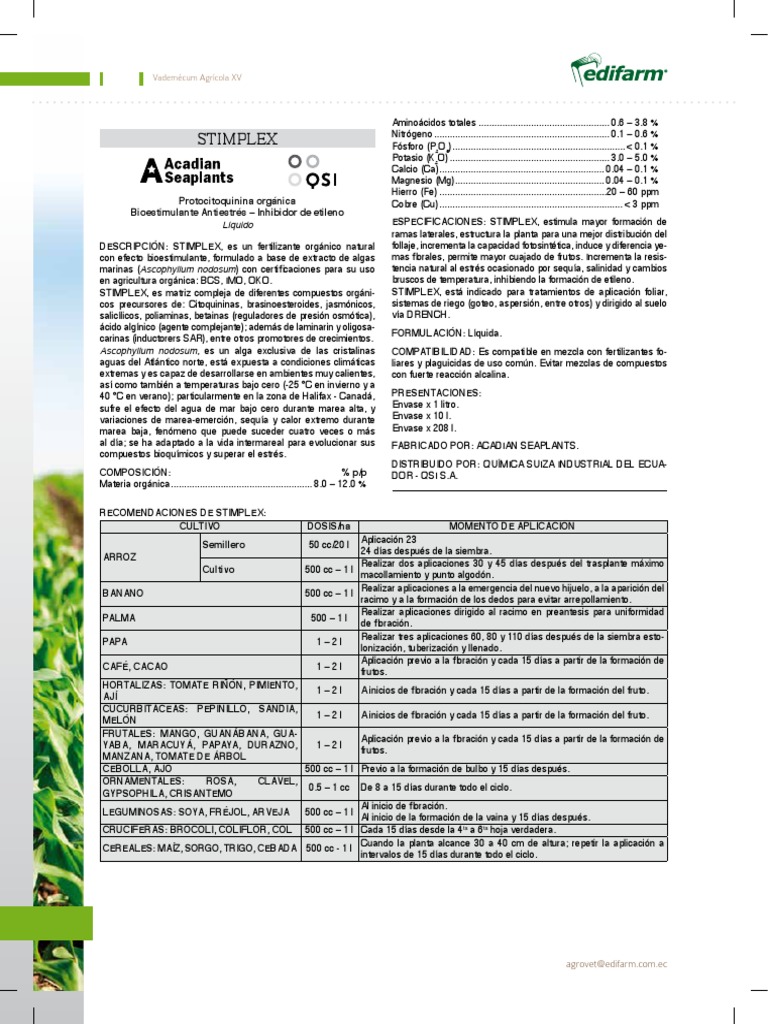 Ficha Técnica de Stimplex | PDF | Fertilizante | Plantas