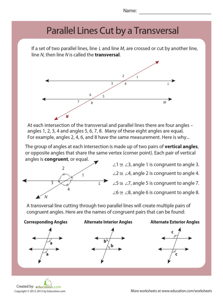parallel-lines-cut-by-a-transversal-pdf-angle-elementary-geometry