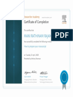 Mani Rathinam Rajamani: Certificate of Completion