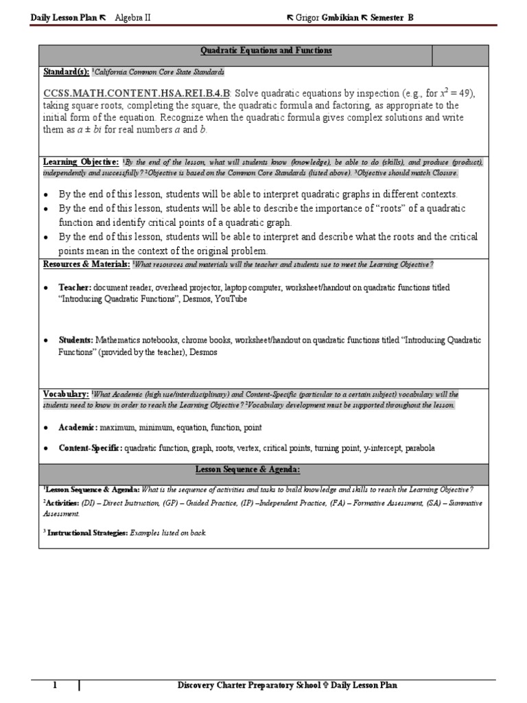 Global Citizenship Education Lesson Plan | PDF | Quadratic Equation ...