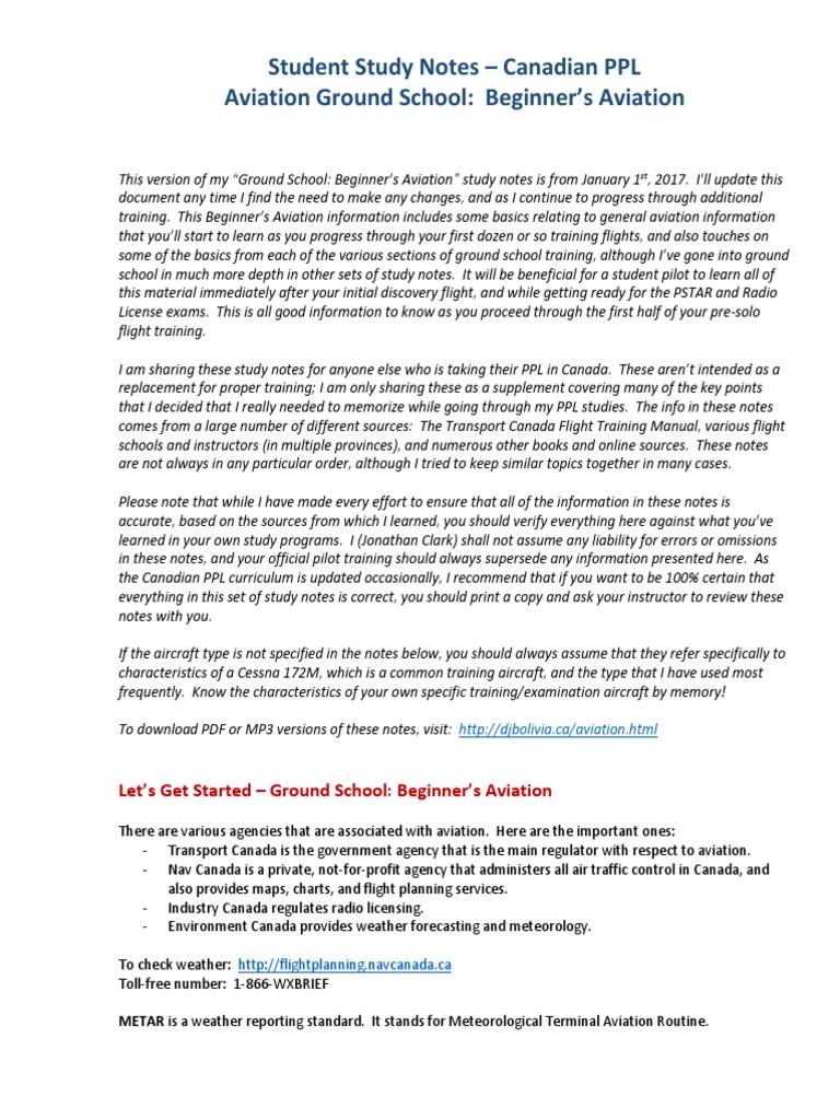 Beginner's Guide to Canadian PPL | PDF | Flight Control Surfaces | Drag ...