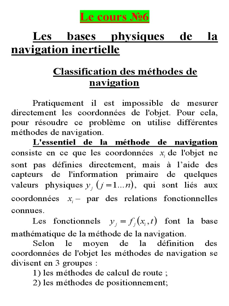 Bases de la navigation inertielle | PDF | La navigation | Accélération
