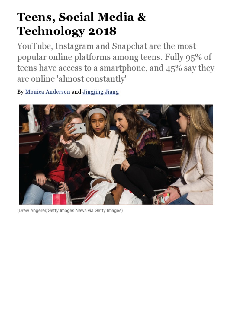 Teens and Social Media Trends 2018 | PDF | Social Media | Popular ...