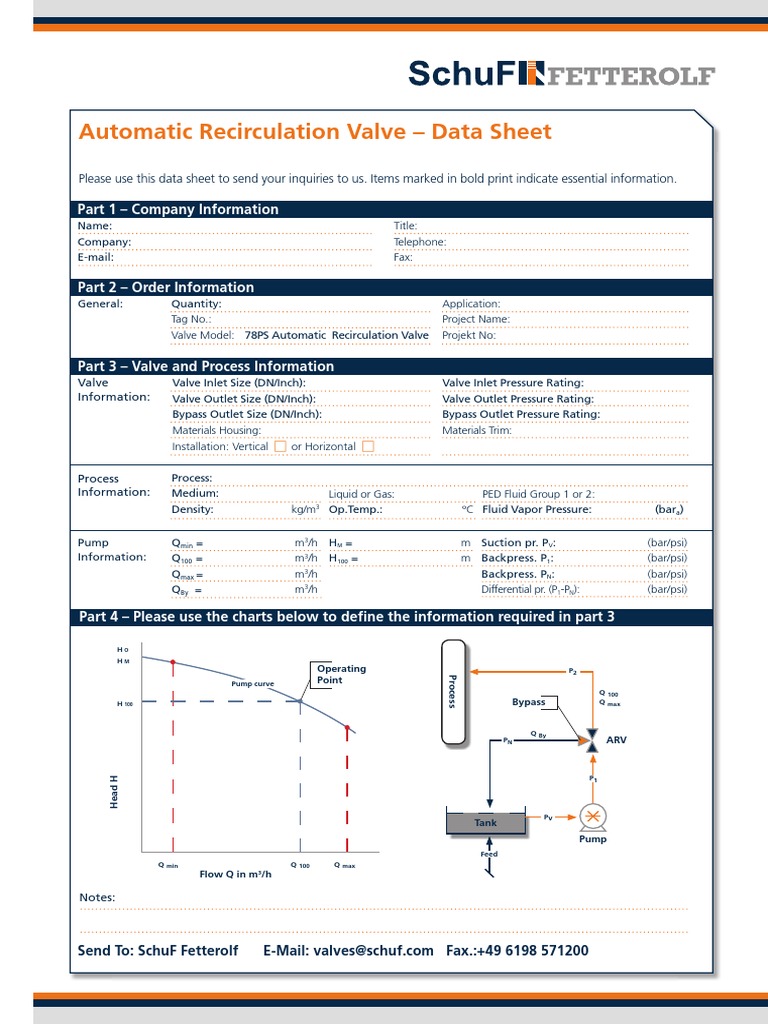 Automatic Recirculation Valve Data Sheet | PDF