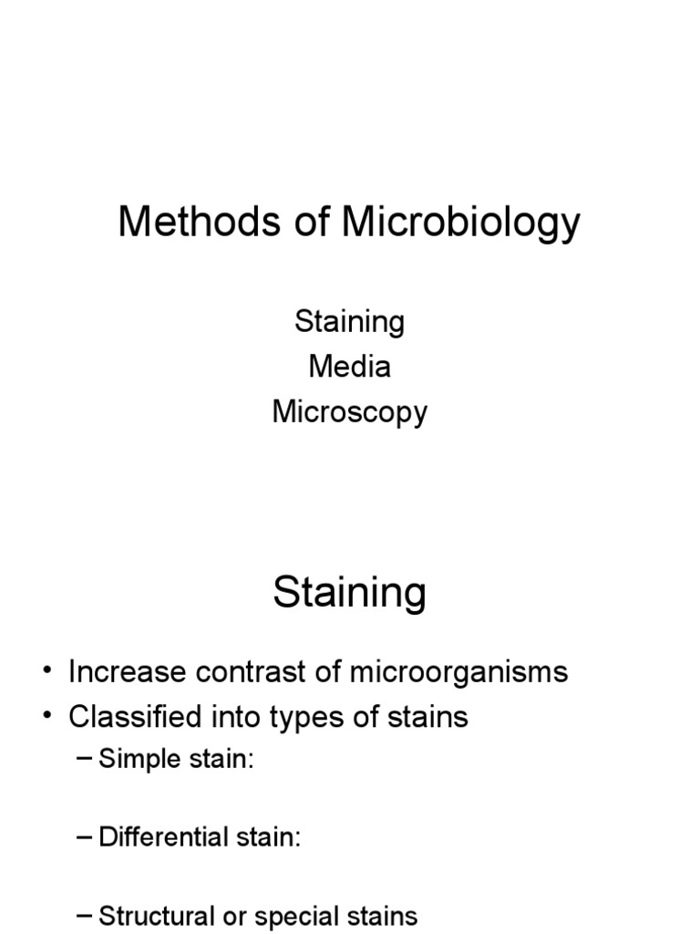 Methods of Microbiology: Staining Media Micros | PDF | Staining ...