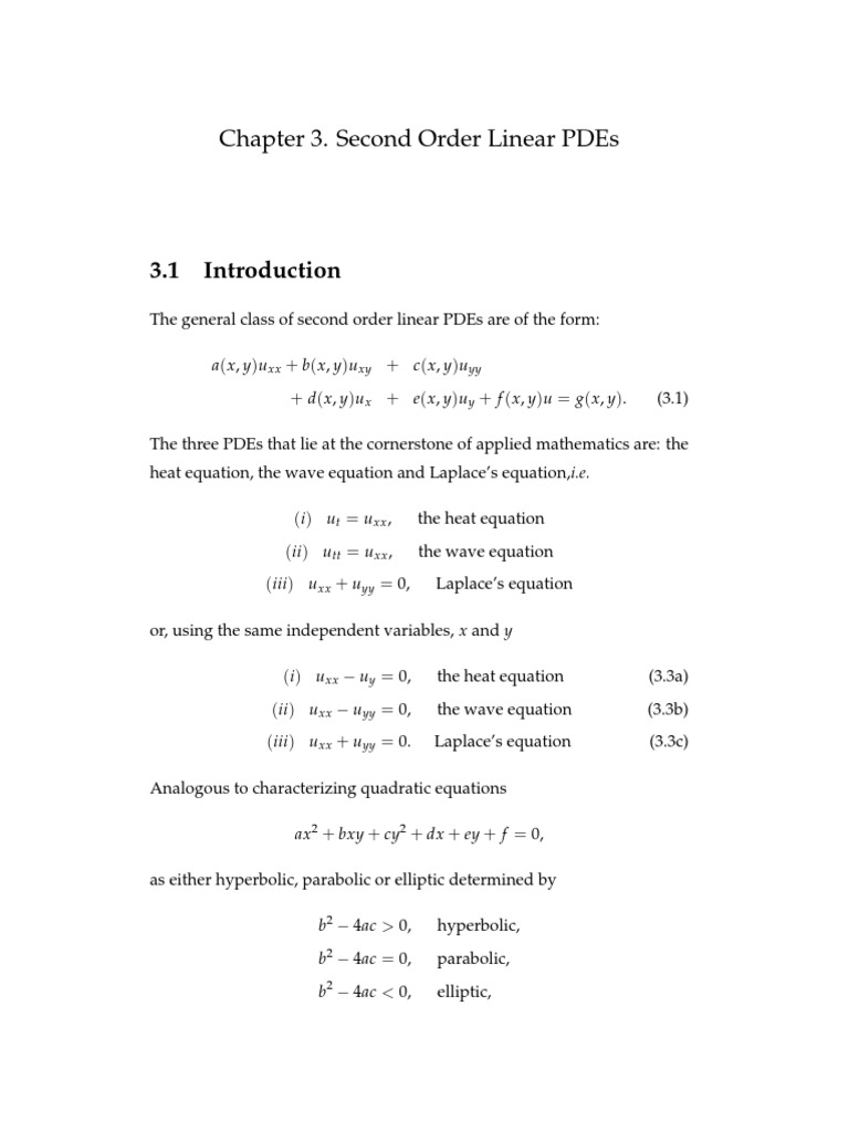 2ndorder Partial Differential Equation Equations