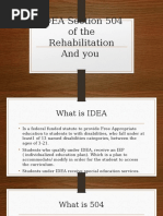 Idea Section 504 of The Rehabilitation and You