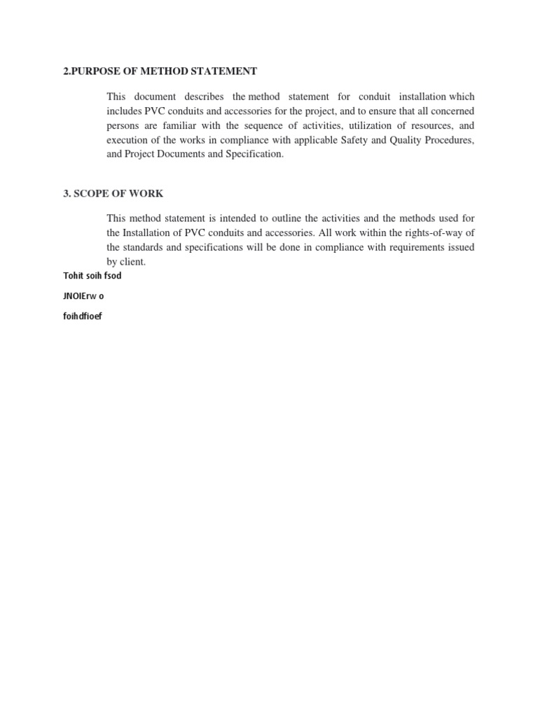 PVC Conduit Installation Method Statement | PDF
