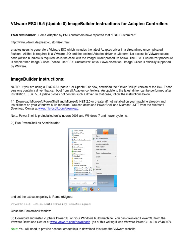 ESXi 5.5 Update 0 ImageBuilder Instructions For Adaptec RAID