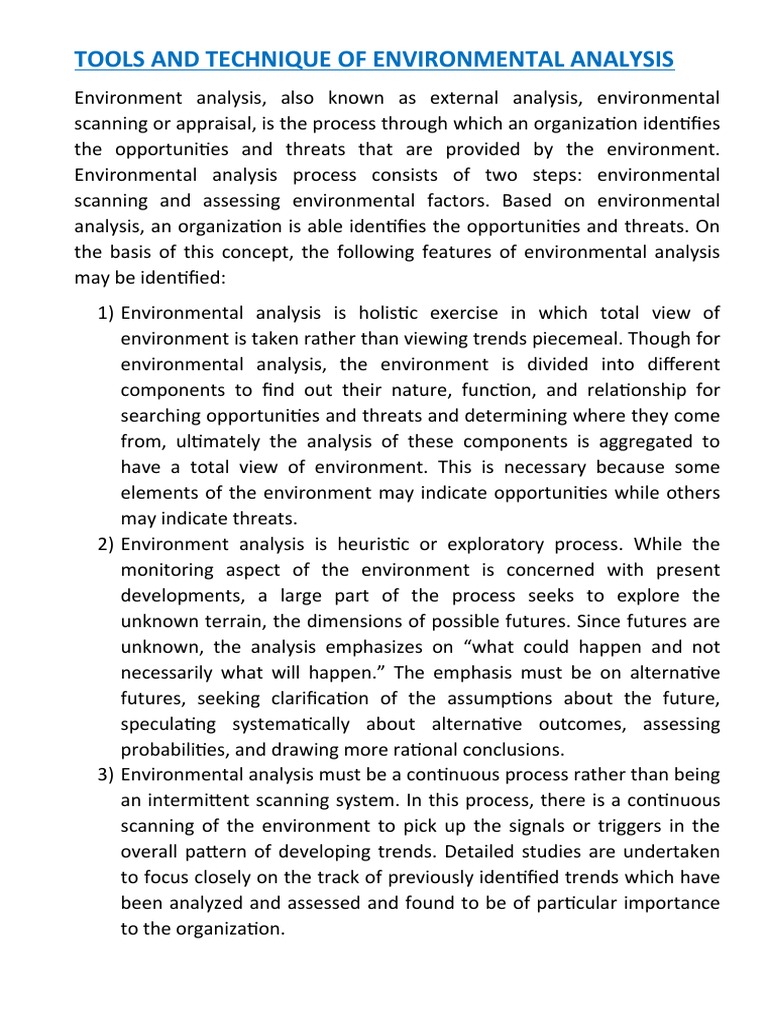 Environmental Analysis Tools & Techniques | PDF | Swot Analysis | Economies
