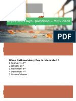 Important Days Questions - MNS 2020