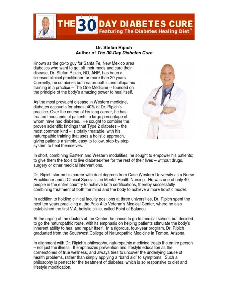 Dr. Stefan Ripich Author of The 30-Day Diabetes Cure | PDF ...