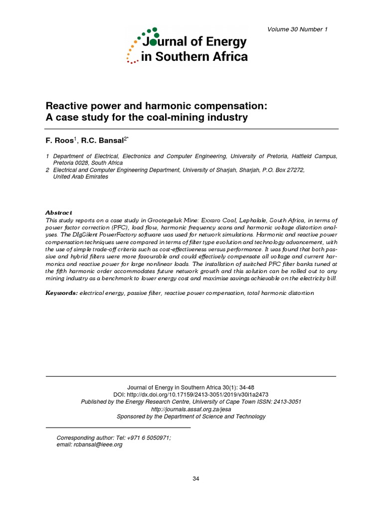 Reactive Power and Harmonic Compensation: A Case Study For The Coal ...