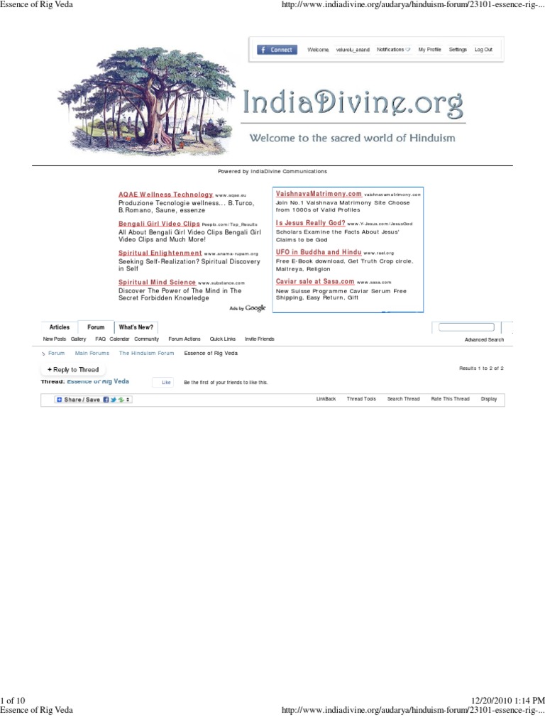 Essence of Rig Veda | PDF | Vedas | Sanskrit Texts