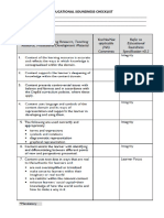 Educational Checklist for Resource Quality