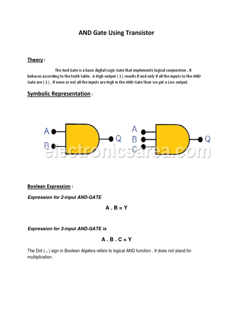 AND Gate Transistor Circuit Guide | PDF | Teaching Methods & Materials ...