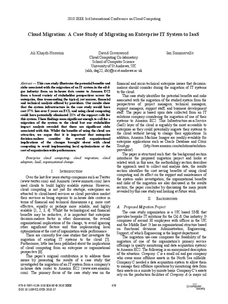 Cloud Migration: A Case Study of Migrating An Enterprise It System To ...